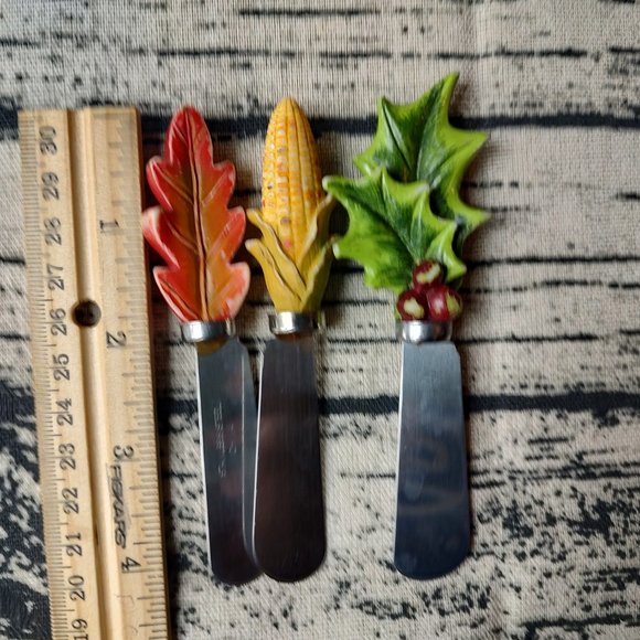 fall harvest leaf and corn serving spreaders set of 3 - Picture 8 of 8